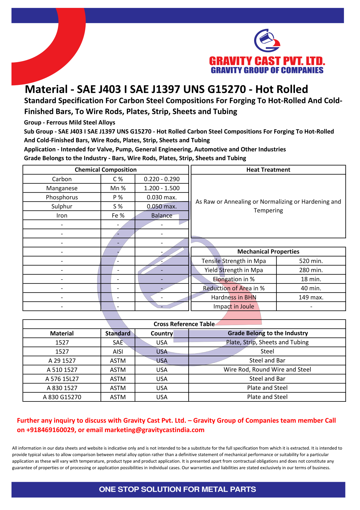 SAE J403 I SAE J1397 UNS G15270 - Hot Rolled.pdf